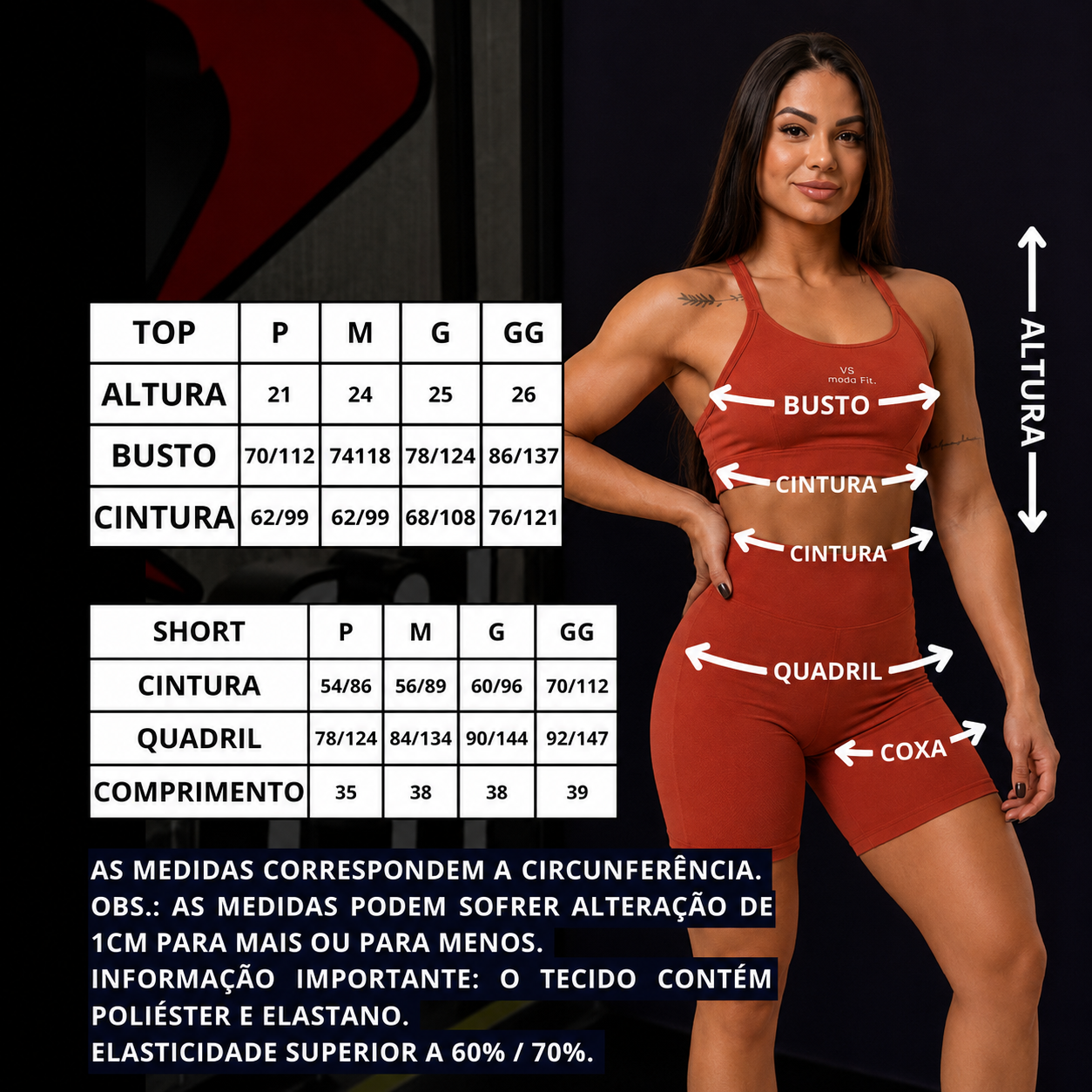 Conjunto Feminino Fitness top short - Cintura alta