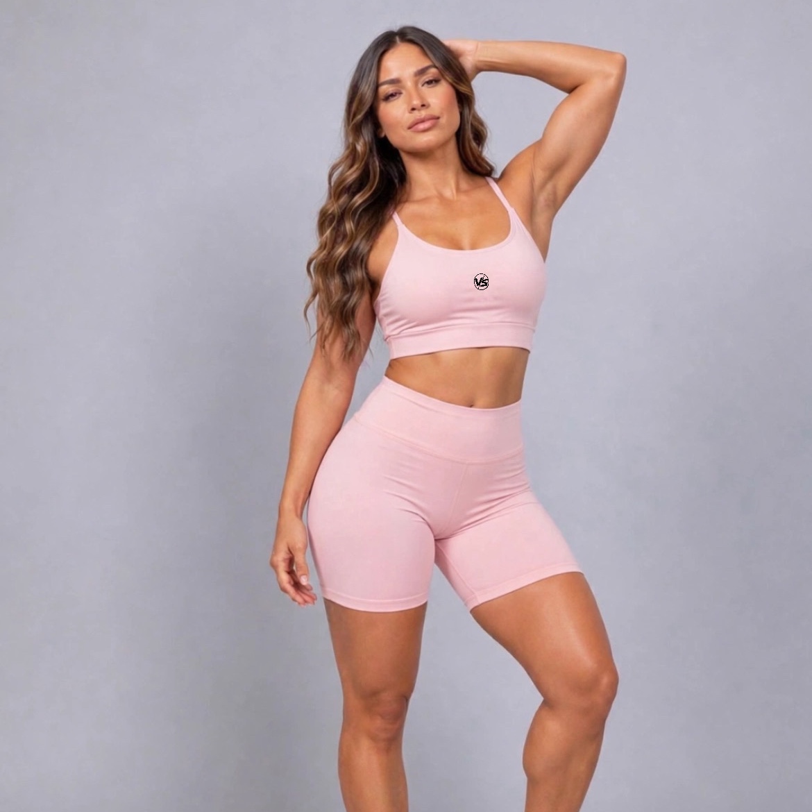 Conjunto Feminino Fitness top short - Cintura alta